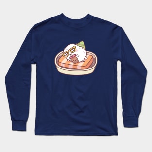 Funny Sushi Rice Chilling On A Salmon Pool Float With Wasabi Long Sleeve T-Shirt